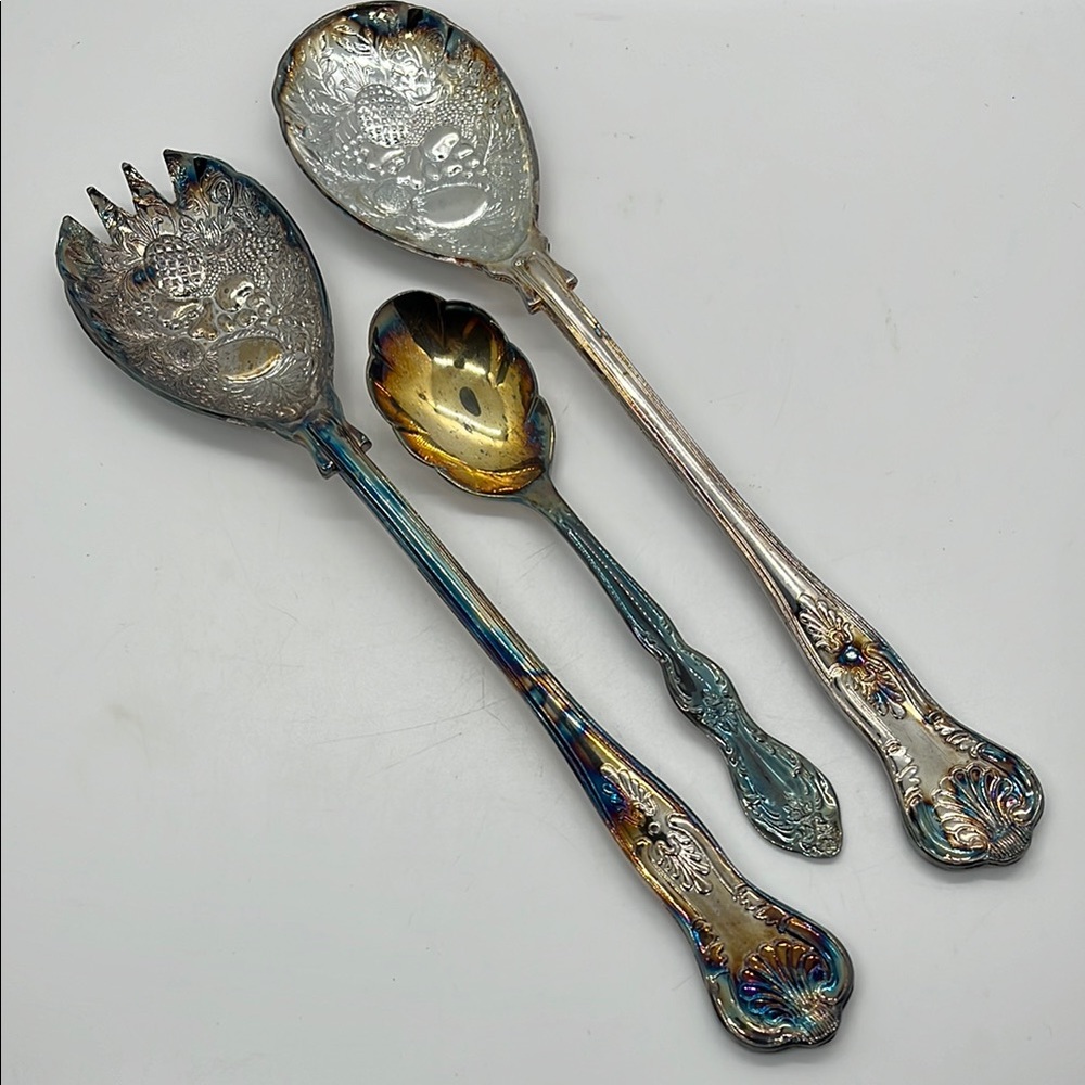 Elegant Silver Plated Serving Utensils Spoons